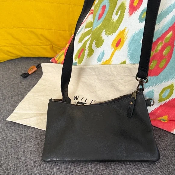 Will Leather Goods Black Leather Pouch crossbody belt bag NEW - Picture 7 of 9